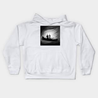 Vision of a shipwreck illuminated in the deep Kids Hoodie